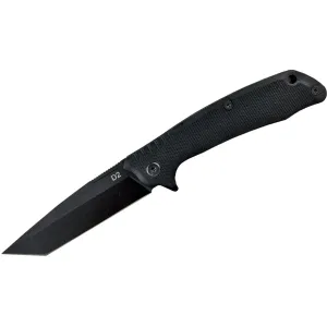 American Buffalo Knife & Tool Blue Shield Pocket Knife 3.5" Tanto Point D2 Black Oxide Blade G-10 Handle Black