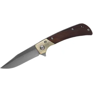 American Buffalo Knife & Tool Buffalo Scout Pocket Knife 3.25" Clip Point D2 Satin Blade Wood Handle