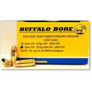 Buffalo Bore 9mm Luger Ammo 147 Grain Full Metal Jacket Box of 20
