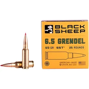 Black Sheep 6.5 Grendel Ammo 123 Grain Hornady SST (Super Shock Tip) Polymer Tip Box of 25