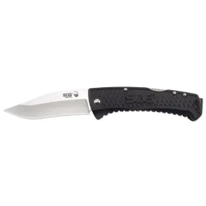 SOG Traction Pocket Knife 3.5" Drop Point 5Cr13MoV Polished Blade Glass Reinforced Nylon (GRN) Handle Black