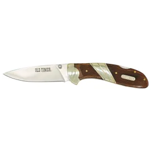 Old Timer Lockback Folder 32OT Pocket Knife 3.4" Drop Point Stainless Steel Satin Blade Wood Handle