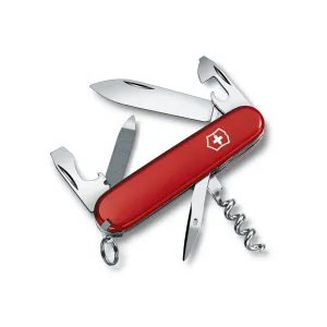 Victorinox Swiss Army Sportsman Pocket Knife 3.25" Drop Point Stainless Steel Satin Blade Polymer Handle Red