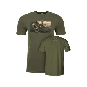 Muley Freak Men's Sasquatch Full Draw Short Sleeve Crew Neck T Shirt Green Medium