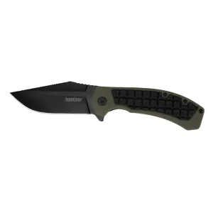 Kershaw Faultline Pocket Knife 3" Clip Point 8Cr13MoV Black Oxide Blade Rubber Handle Olive Drab