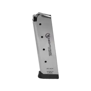 Nighthawk Custom 1911 Government, Commander Magazine with Extended Base Pad 45 ACP 8-Round Stainless Steel
