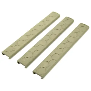 Hexmag Slim Line Low Profile Picatinny Rail Cover 18-Slot Polymer Flat Dark Earth 3PK