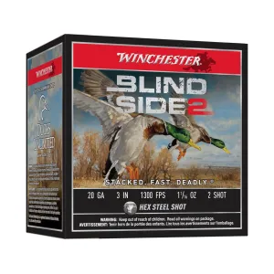 Winchester Blind Side 2 Ammunition 20 Gauge 3" 1-1/16 oz #2 Steel Shot Box of 25