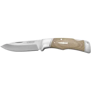 Camillus Classic Pocket Knife 3.25" Drop Point 440 Satin Blade Micarta Handle Tan