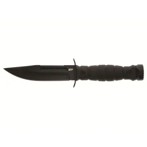 Smith & Wesson Special Ops Survival Fixed Blade Knife 5" Spine Serrated Clip Point 8Cr13MoV Black Blade ABS Rubber Handle Black