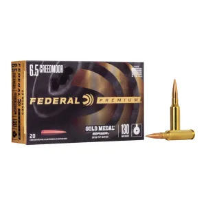 Federal Premium Gold Medal 6.5 Creedmoor Ammo 130 Grain Berger Tactical Hybrid Match Jacketed Hollow Point Case of 200 (10 Boxes of 20)