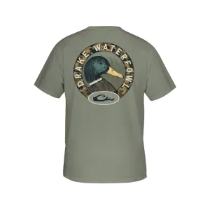Drake Men's Mallard Circle Short Sleeve Crew Neck T Shirt Desert Sage Medium