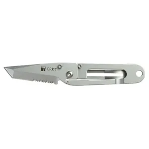 CRKT K.I.S.S. Pocket Knife 2.25" Partially Serrated Tanto Point 3CR13 Mov Satin Blade Stainless Steel Handle Stainless