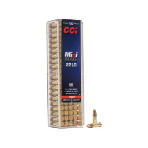 CCI Mini-Mag 22LR Ammo 40 Grain Plated Round Nose Case of 5000 (50 Boxes of 100)