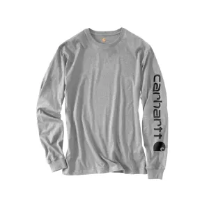 Carhartt Men's Loose Fit Heavyweight Logo Sleeve Graphic Long Sleeve Crew Neck T Shirt Heather Gray XL