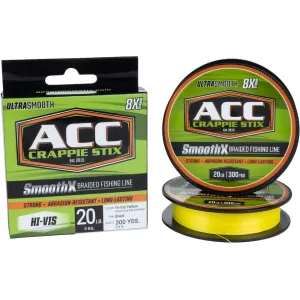 ACC Crappie Stix SmoothX Braided Fishing Line 20lb 300yd Hi-Vis Yellow