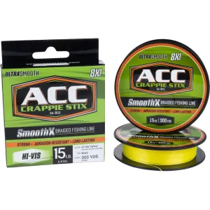 ACC Crappie Stix SmoothX Braided Fishing Line 15lb 300yd Hi-Vis Yellow