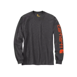 Carhartt Men's Loose Fit Heavyweight Logo Sleeve Graphic Long Sleeve Crew Neck T Shirt Carbon Heather 2XL