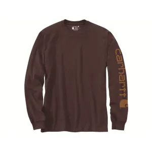 Carhartt Men's Loose Fit Heavyweight Logo Sleeve Graphic Long Sleeve Crew Neck T Shirt Port XL