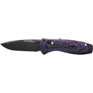 Benchmade Gold Class Mini Barrage Pocket Knife 2.91" Drop Point CPM-S90V Black DLC Battlewash Blade Fat Carbon Handle Purple Haze