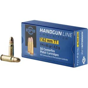 PPU 7.62x25mm Tokarev Ammo 85 Grain Full Metal Jacket Box of 50