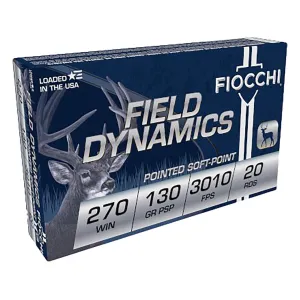Fiocchi Field Dynamics 270 Winchester Ammo 130 Grain Jacketed Soft Point Box of 20