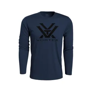 Vortex Optics Men's Core Logo Long Sleeve Crew Neck T Shirt Navy Heather 2XL