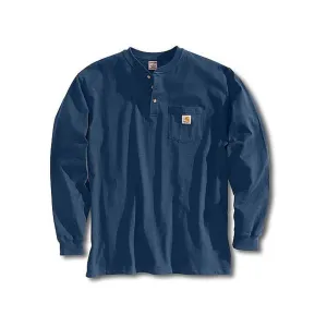 Carhartt Men's Loose Fit Heavyweight Long Sleeve Pocket Henley Shirt Navy 2XL