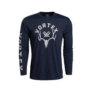 Vortex Optics Men's Antler Envy Long Sleeve Crew Neck T Shirt Navy Heather Medium