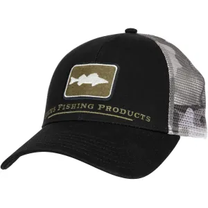 Simms Mens Walleye Icon Trucker Hat Woodland Camo Sandbar