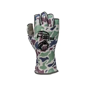 Fish Monkey Men's Guide Fishing Sun Fishing Sun Fingerless Gloves Old School Beige XL