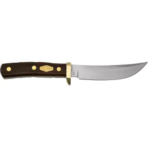 Old Timer Woodsman Fixed Blade Knife 5" Clip Point 7Cr17MoV Polished Blade Delrin Handle Brown
