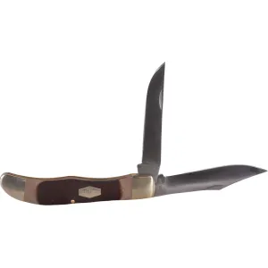Old Timer Hunter Pocket Knife 4" Clip Point 7Cr17MoV Satin Blade Delrin Handle Brown