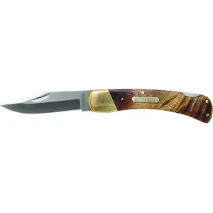 Old Timer Golden Bear Pocket Knife 3.9" Clip Point 7Cr17MoV Polished Blade Desert Ironwood Handle Wood