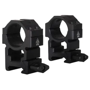 UTG Max Strength Tactical 4 Hole QD Twist Lock Picatinny 1" Scope Rings Matte Black High