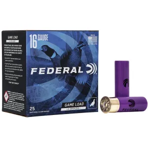 Federal Game Load Upland Hi-Brass 16 Gauge Ammo 2-3/4" #4 Lead Shot 1-1/8 oz Box of 25