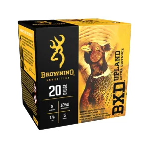 Browning BXD Upland 20 Gauge Ammo 3" #5 Nickel Plated Lead Shot 1-1/4 oz Box of 25