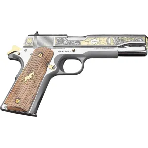 Colt 1911 Daniel Boone 45 ACP Pistol 5" Barrel 8+1 Round Engraved Stainless Slide Wood Grip Stainless Polished Frame