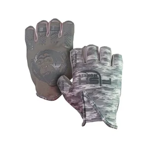Fish Monkey Men's Stubby Guide Fishing Fingerless Gloves Gray Water Camo Large