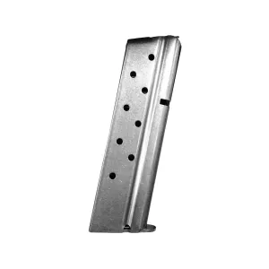 Metalform 1911 Government, Commander Magazine 9mm 9-Round Stainless Steel Flat Follower Welded Base Front Ramp Configuration