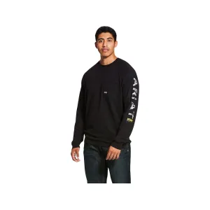 Ariat Men's Rebar Cotton Strong Graphic Long Sleeve Crew Neck T Shirt Black Large
