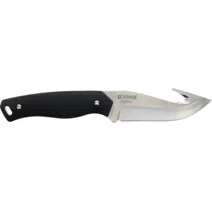Schrade Exertion GH Fixed Blade Knife 4" Drop Point with Gut Hook AUS-10 Satin Blade Kraton Handle Black