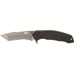 Smith & Wesson M&P Special Ops Assisted Opening Pocket Knife 4" Partially Serrated Tanto Point 8Cr13MoV Gray Blade G-10 Handle Black