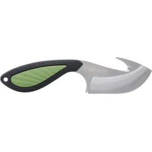 Schrade Isolate Ultimate Fixed Blade Knife 3" Drop Point with Gut Hook AUS-10 Satin Blade Rubber Handle Black/Green