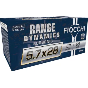 Fiocchi Range Dynamics 5.7x28mm FN Ammo 62 Grain Full Metal Jacket Case of 500 (10 Boxes of 50)