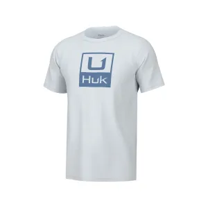 Huk Men's Stacked Logo Short Sleeve Crew Neck T Shirt White Medium