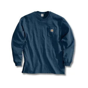 Carhartt Men's Loose Fit Heavyweight Long Sleeve Crew Neck Pocket T Shirt Navy 2XL