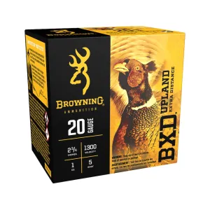 Browning BXD Upland 20 Gauge Ammo 2-3/4" #5 Nickel Plated Lead Shot 1 oz Box of 25