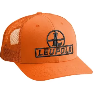 Leupold Mens Reticle Snap Back Trucker Hat Blaze Orange