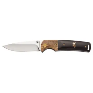 Browning Buckmark Hunter Pocket Knife 3" Drop Point 8Cr14MoV Polished Blade Hardwood Handle Wood